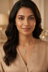 GEMHUB model wearing initial E pendant