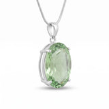 GEMHUB Green Amethyst Oval 105 Ct lab-grown gemstone pendant side view (AI render)