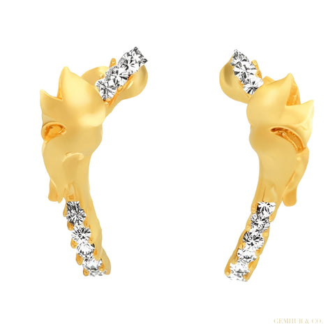 IGI Certified Stud Earrings in 18K Yellow Gold with Natural Diamond 0.10 Ct. – white background main image