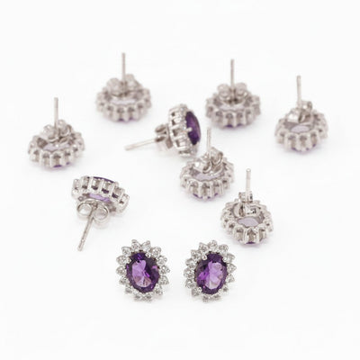 5 Pair Natural Amethyst Earrings Bulk Set | Resale Lot | 925 Sterling Silver Gift