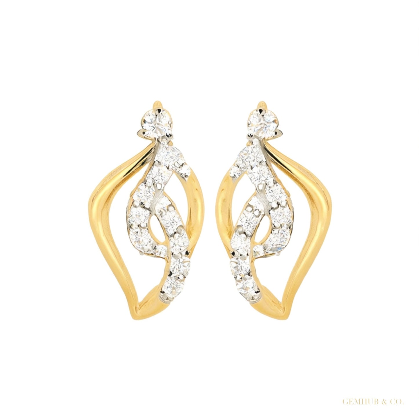Natural Diamond IGI Certified 0.29 Ct. 18K Gold Earrings for Women Trendy – white background main image