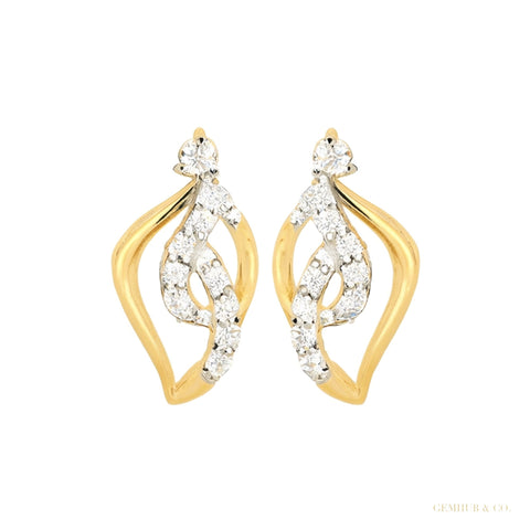Natural Diamond IGI Certified 0.29 Ct. 18K Gold Earrings for Women Trendy – white background main image