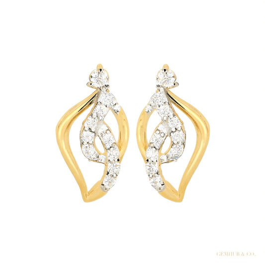 Natural Diamond IGI Certified 0.29 Ct. 18K Gold Earrings for Women Trendy – white background main image