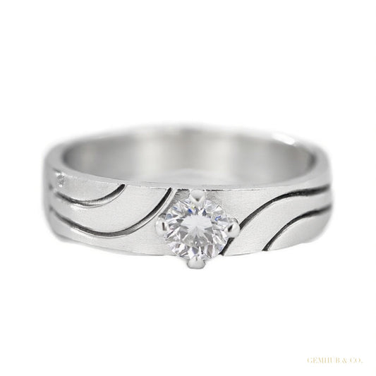 Minimalist Diamond and Platinum Couple Bands – white background main image