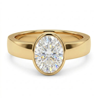 2.4 ct DEW Certified Oval Cut White Moissanite Solitaire Ring For Engagement 18K Gold P 18K Gold Plated