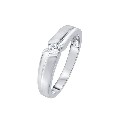 Simple Diamond Finger Ring for Men - 950Pt Platinum - GEMHUB