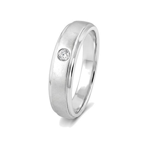 Glossy Diamond and Platinum Ring For Men - 950Pt Platinum - GEMHUB