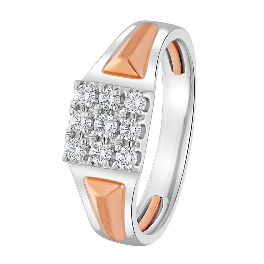 Stylish Dual Toned Men's Diamond Ring - 950Pt Platinum - GEMHUB