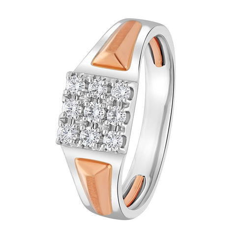 Stylish Dual Toned Men's Diamond Ring - 950Pt Platinum - GEMHUB