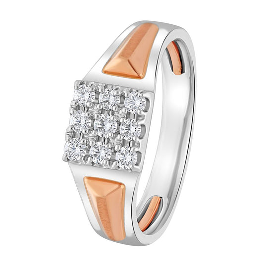 Stylish Dual Toned Men's Diamond Ring - 950Pt Platinum - GEMHUB