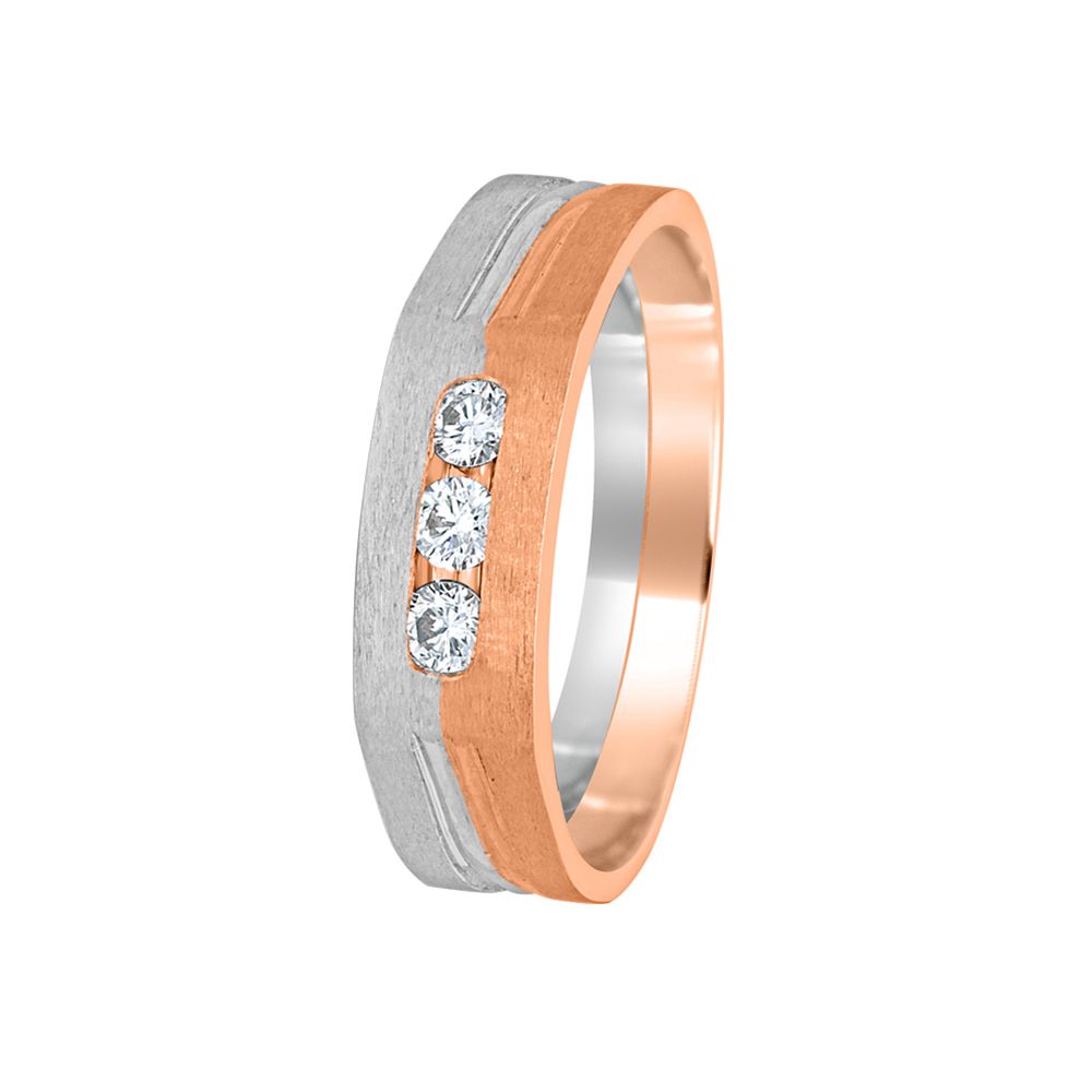 Three Diamond Dual Toned Platinum Men's Ring - 950Pt Platinum - GEMHUB