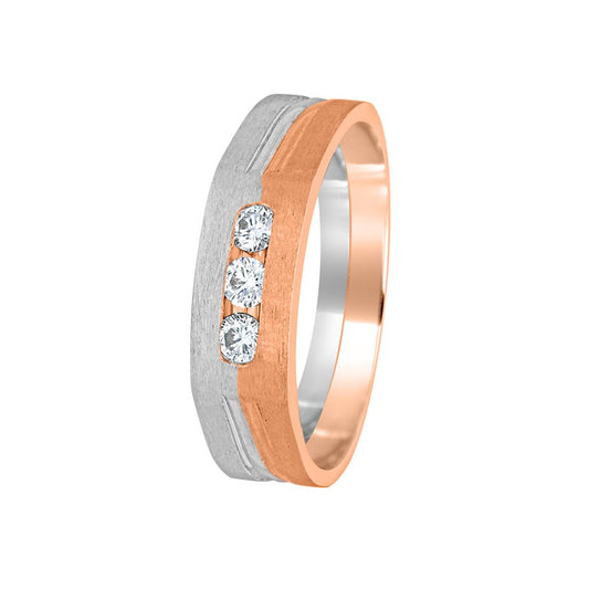 Three Diamond Dual Toned Platinum Men's Ring - 950Pt Platinum - GEMHUB