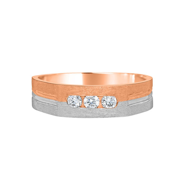 Three Diamond Dual Toned Platinum Men's Ring - Image 2 - GEMHUB