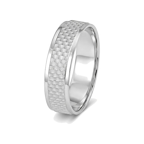 Square Textured Platinum Band for Men - 950Pt Platinum - GEMHUB
