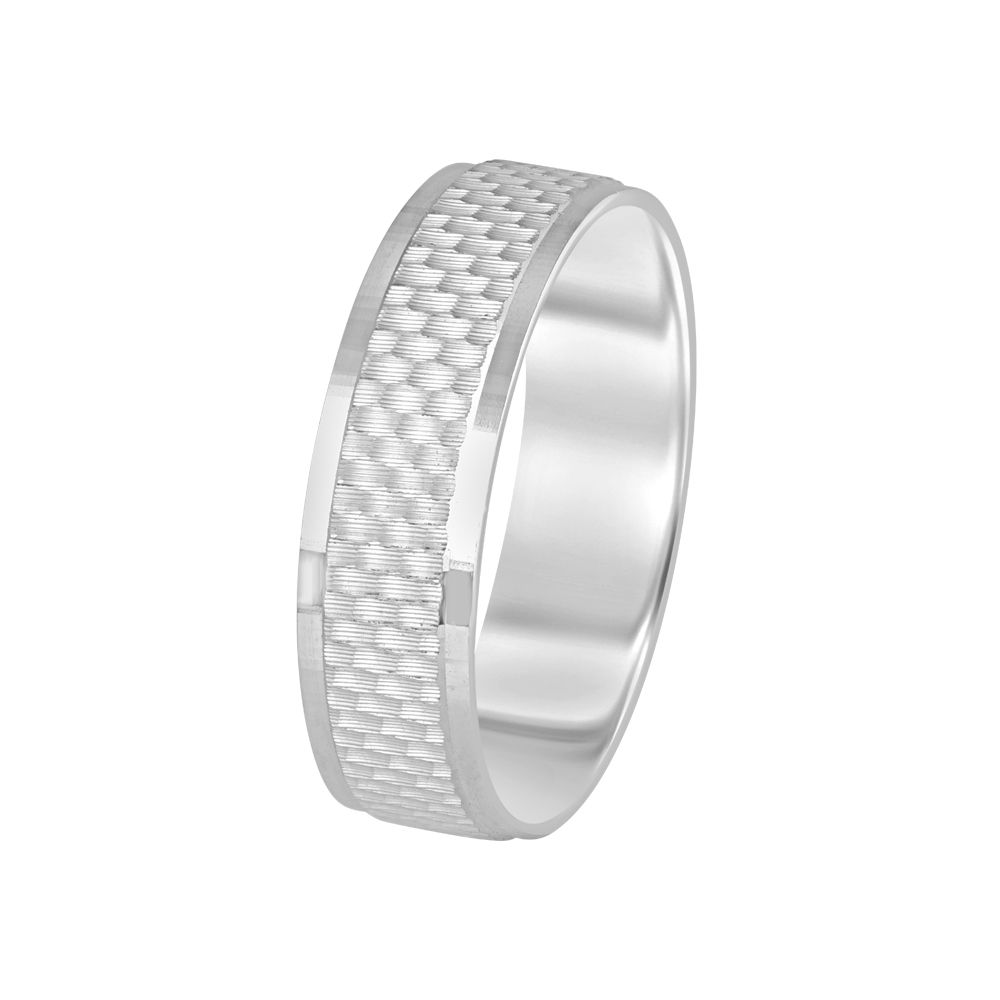 Square Textured Platinum Band for Men - 950Pt Platinum - GEMHUB