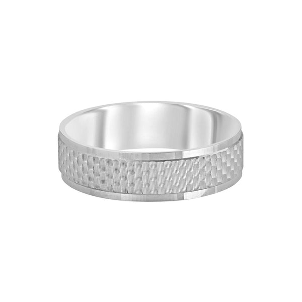 Square Textured Platinum Band for Men - Image 3 - GEMHUB