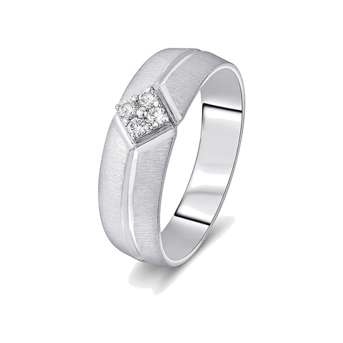 Textured Diamond and Platinum Ring for Men - 950Pt Platinum - GEMHUB