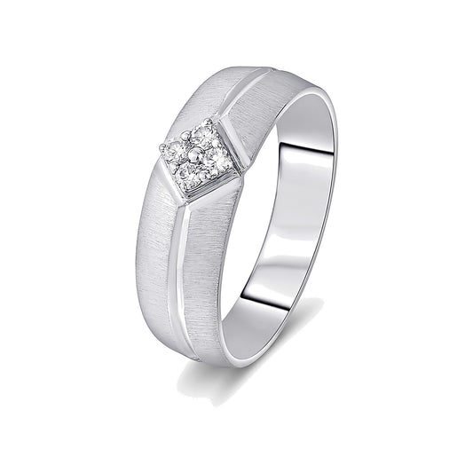 Textured Diamond and Platinum Ring for Men - 950Pt Platinum - GEMHUB