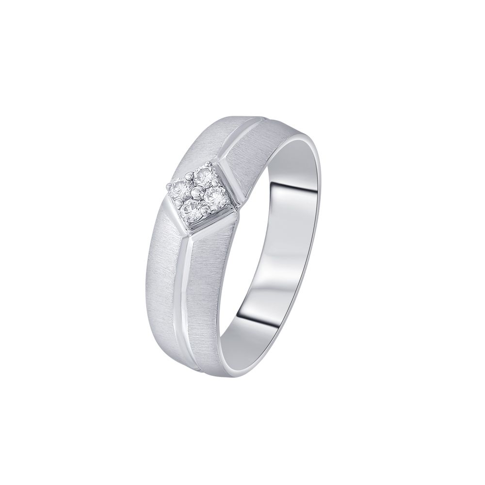 Textured Diamond and Platinum Ring for Men - 950Pt Platinum - GEMHUB