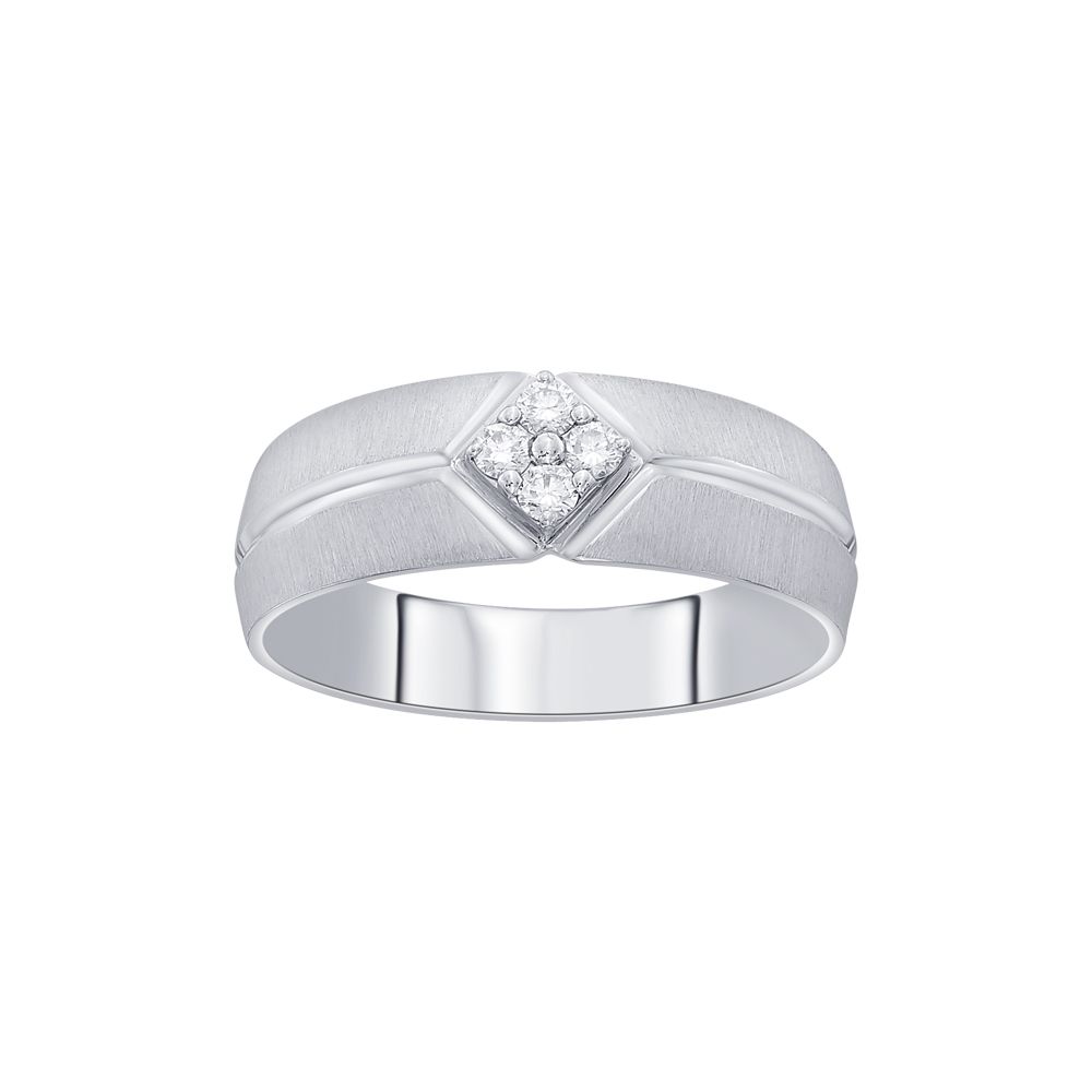 Textured Diamond and Platinum Ring for Men - Image 2 - GEMHUB