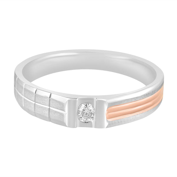 Glossy Platinum and Rose Gold Men's Finger Ring - Image 2 - GEMHUB