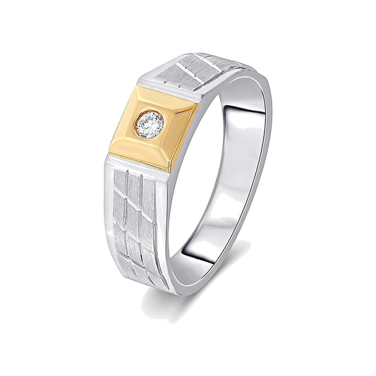 Versatile Platinum and Rose Gold Men's Finger Ring - 950Pt Platinum - GEMHUB