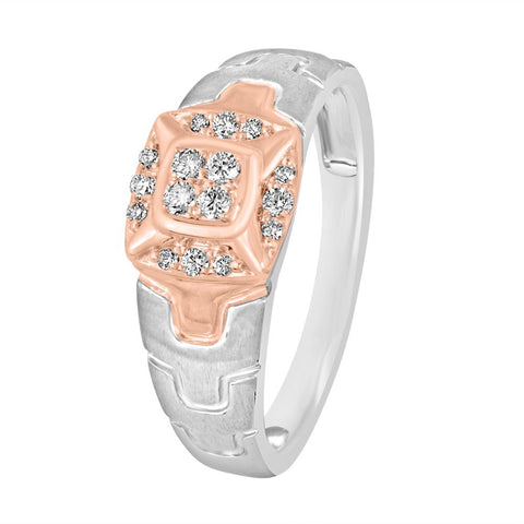 Glossy Men's Rose Gold and Diamond Finger Ring - 950Pt Platinum - GEMHUB