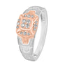 Glossy Men's Rose Gold and Diamond Finger Ring in 950Pt Platinum