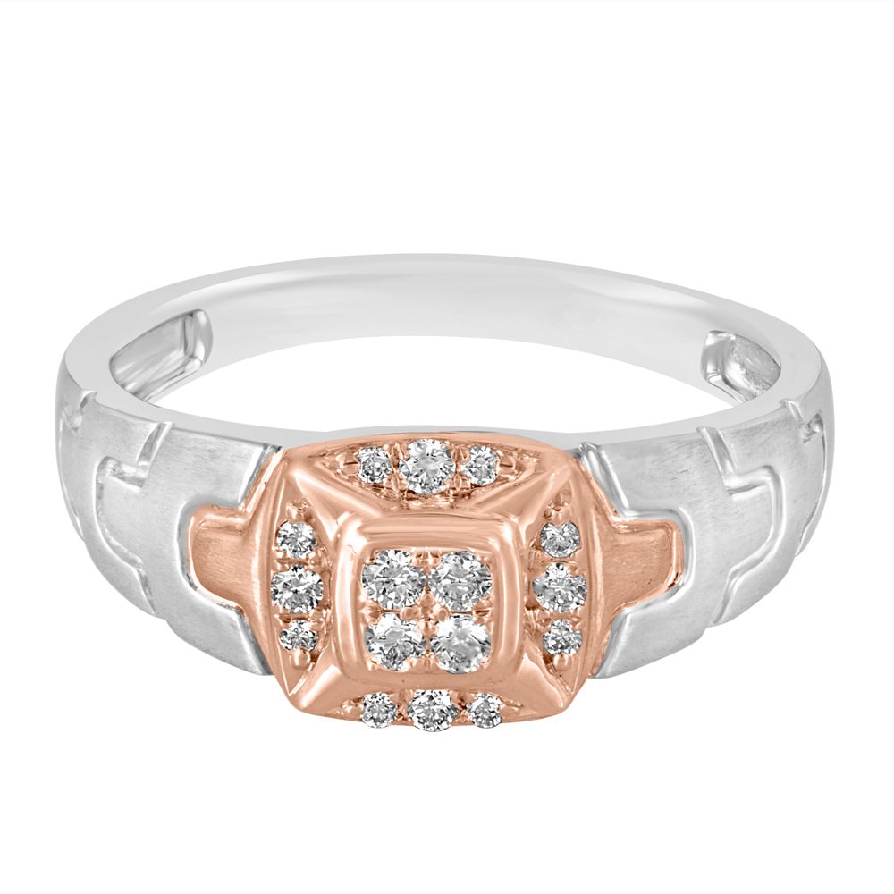 Glossy Men's Rose Gold and Diamond Finger Ring - Image 2 - GEMHUB