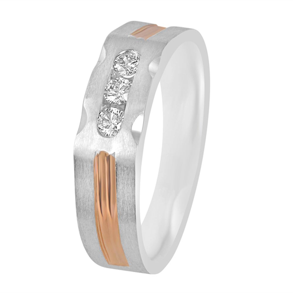 Diamond Studded Finger Ring in 950Pt Platinum and Rose Gold - 950Pt Platinum - GEMHUB