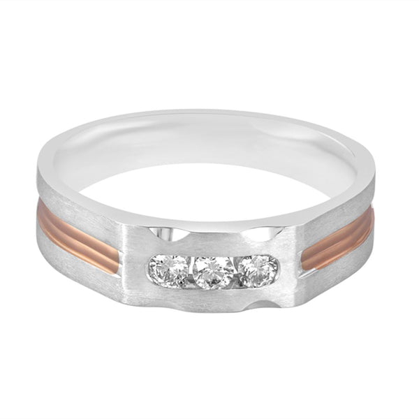Diamond Studded Finger Ring in 950Pt Platinum and Rose Gold - Image 2 - GEMHUB
