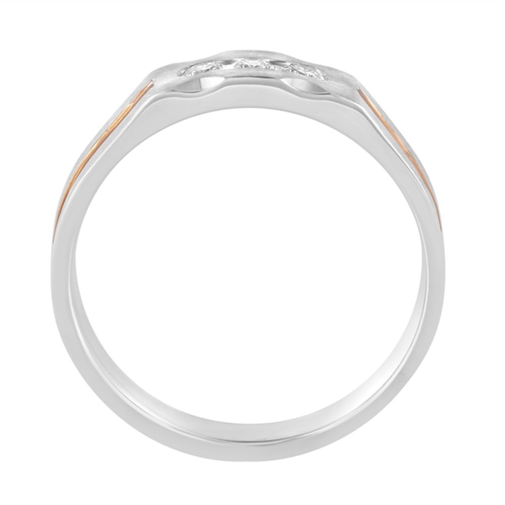 Diamond Studded Finger Ring in 950Pt Platinum and Rose Gold - Image 3 - GEMHUB