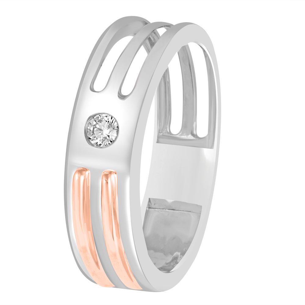 Men's Diamond Studded Finger Ring - 950Pt Platinum - GEMHUB