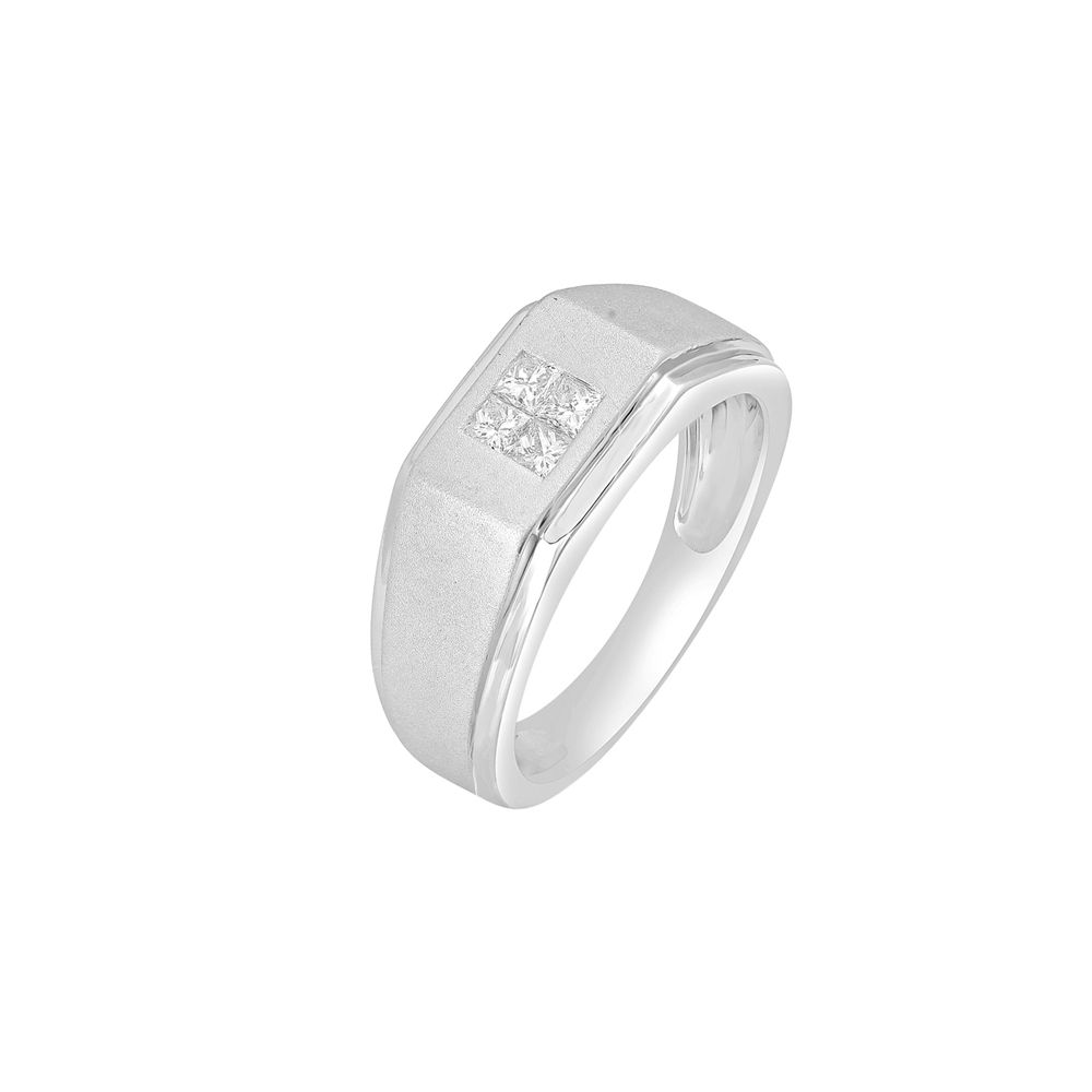 Modern Diamond Studded Men's Finger Ring - 950Pt Platinum - GEMHUB