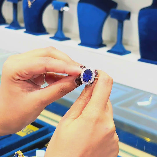 5 Ct Lab-Created Blue Sapphire Oval Cut Ring — 925 Sterling Silver video - GEMHUB