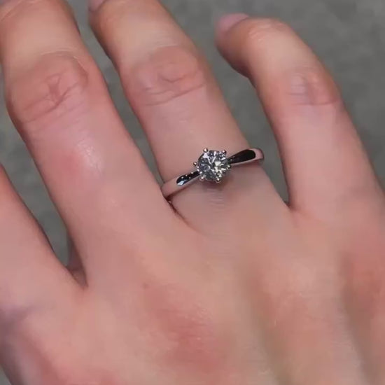 Certified 3.28 ct round moissanite six-claw solitaire ring, rotating product video