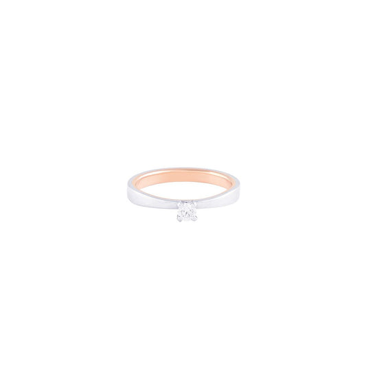 Dual Toned Platinum Solitaire Ring - 950Pt Platinum - GEMHUB