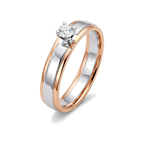 Single Diamond and Platinum Finger Ring - 950Pt Platinum - GEMHUB