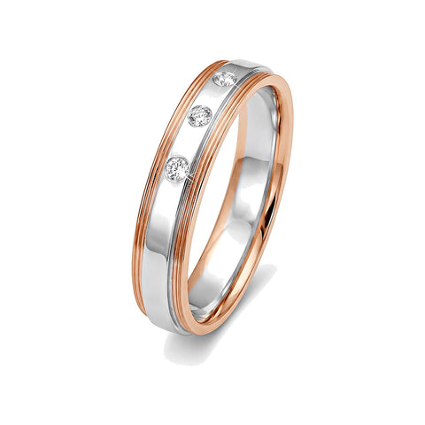 Diamond Accented Platinum and Rose Gold Ring - 950Pt Platinum - GEMHUB