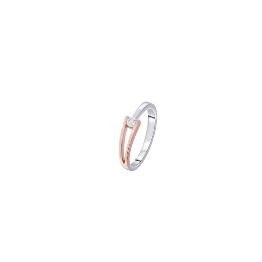 Stylish Finger Ring in 950Pt Platinum and Rose Gold - 950Pt Platinum - GEMHUB