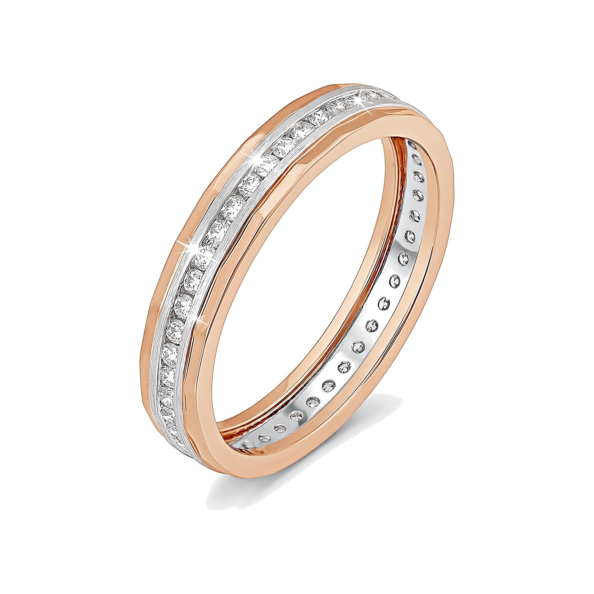 Linear Diamond Studded Platinum Ring - 950Pt Platinum - GEMHUB