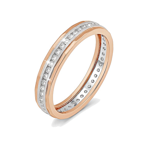 Linear Diamond Studded Platinum Ring - 950Pt Platinum - GEMHUB