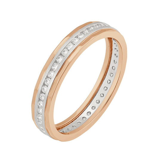 Linear Diamond Studded Platinum Ring - 950Pt Platinum - GEMHUB