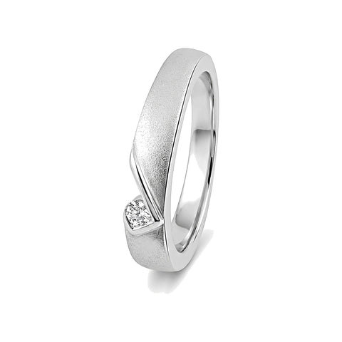 Sleek Diamond and Platinum Ring - 950Pt Platinum - GEMHUB