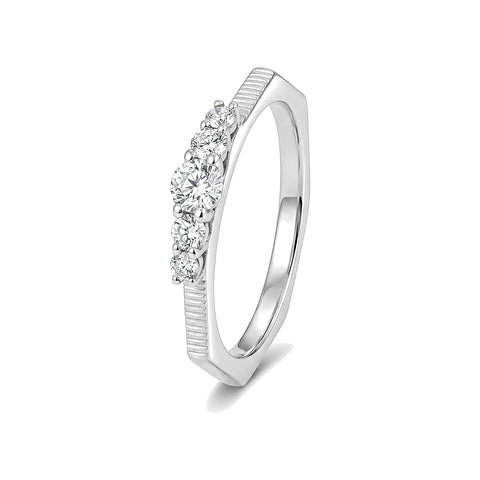 Stunning 950Pt Platinum Textured Ring - 950Pt Platinum - GEMHUB