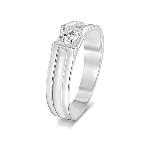 Classy Men's Diamond and Platinum Finger Ring - 950Pt Platinum - GEMHUB