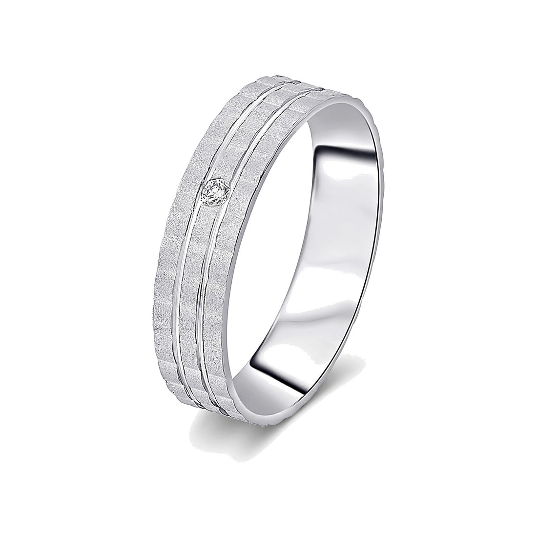 Glamorous Platinum and Diamond Finger Band for Men - 950Pt Platinum - GEMHUB