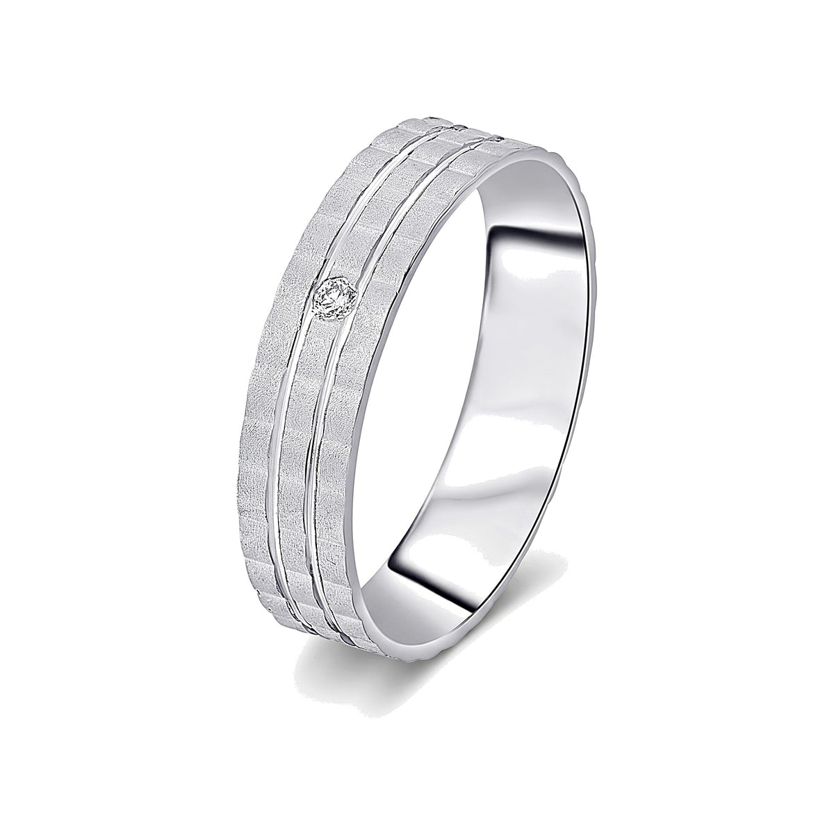 Glamorous Platinum and Diamond Finger Band for Men - 950Pt Platinum - GEMHUB