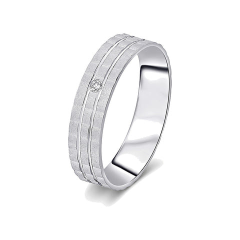 Glamorous Platinum and Diamond Finger Band for Men - 950Pt Platinum - GEMHUB