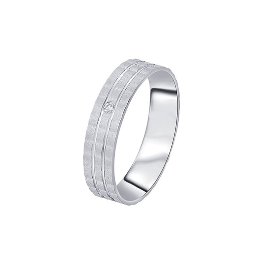 Glamorous Platinum and Diamond Finger Band for Men - 950Pt Platinum - GEMHUB